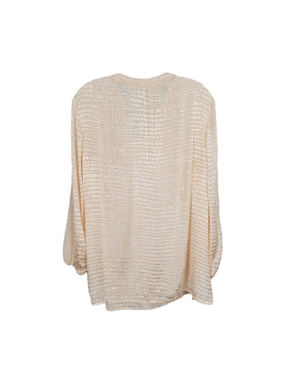 Chicos 3 Size XL Blouse Puff Sleeve Sheer Textured Geometric Flowy Light Blush - Picture 3 of 7